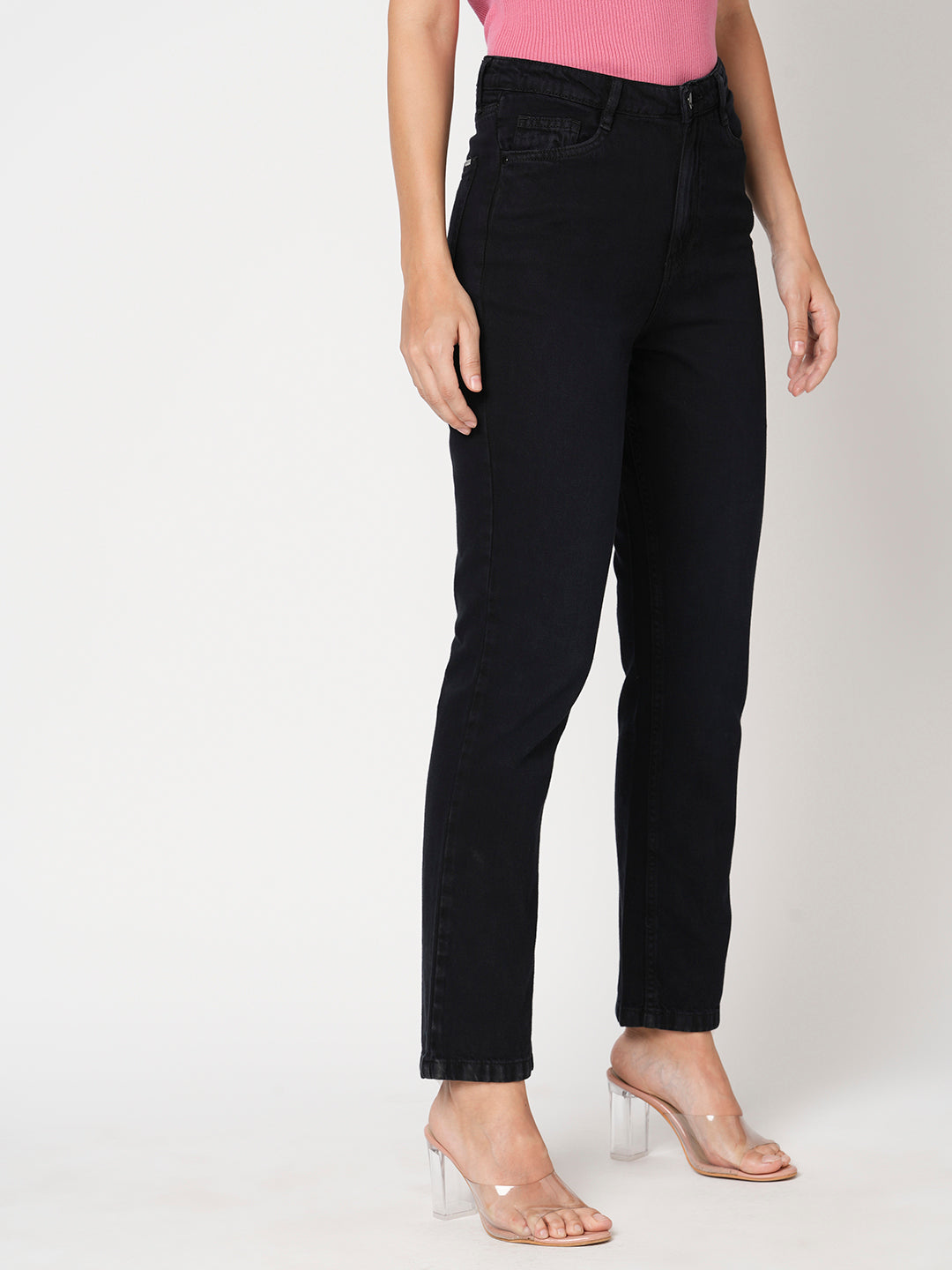 Women Charcoal Blue High-Rise Relaxed Straight Fit Jeans