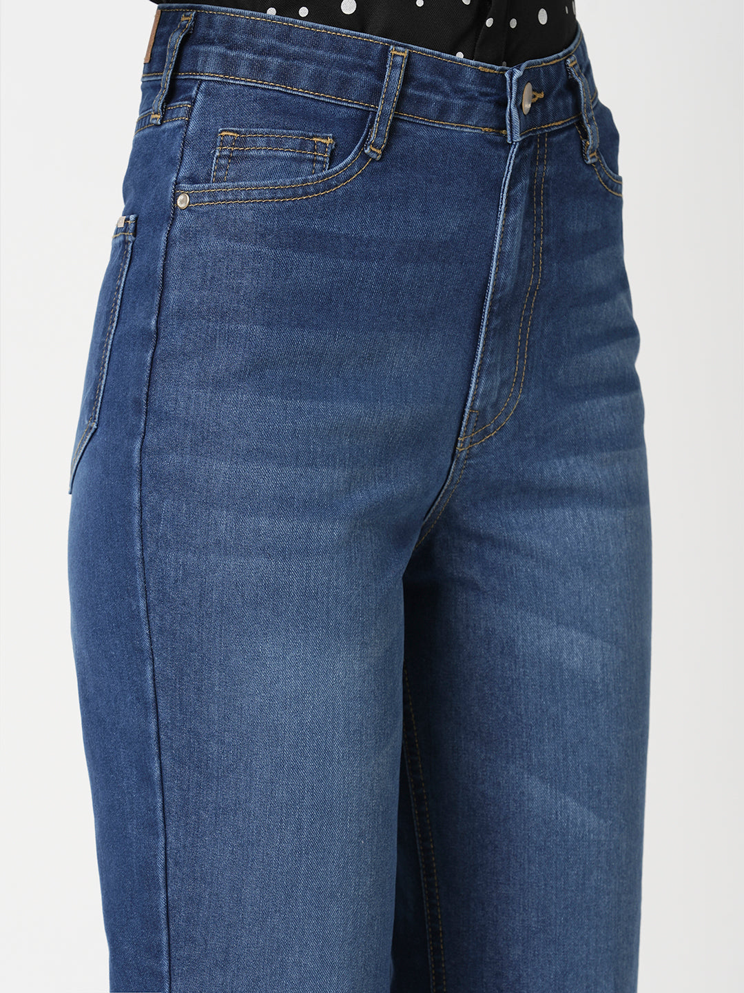Women Blue High-Rise Straight Fit Jeans