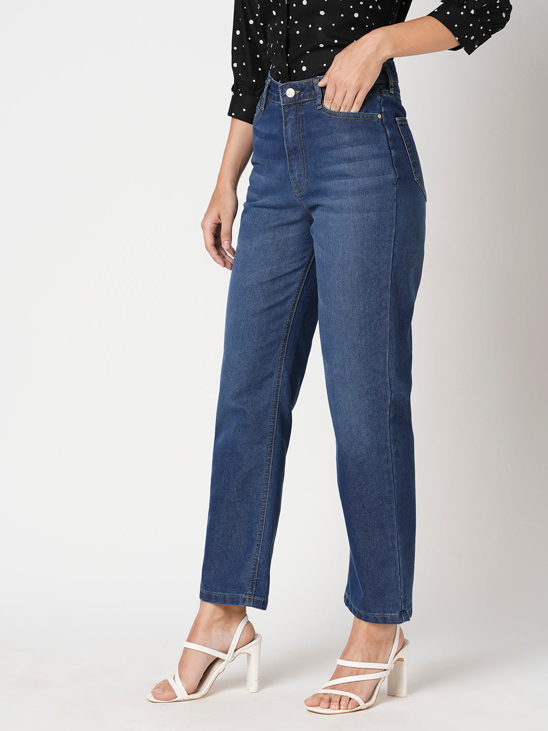 Women High-Rise Loose Straight Fit Jeans