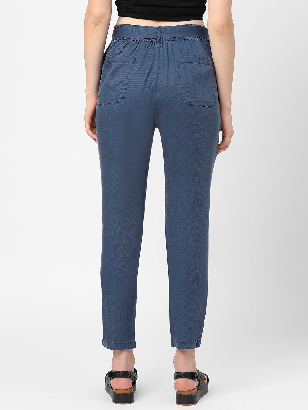 Women High-Rise Paper Bag Pants