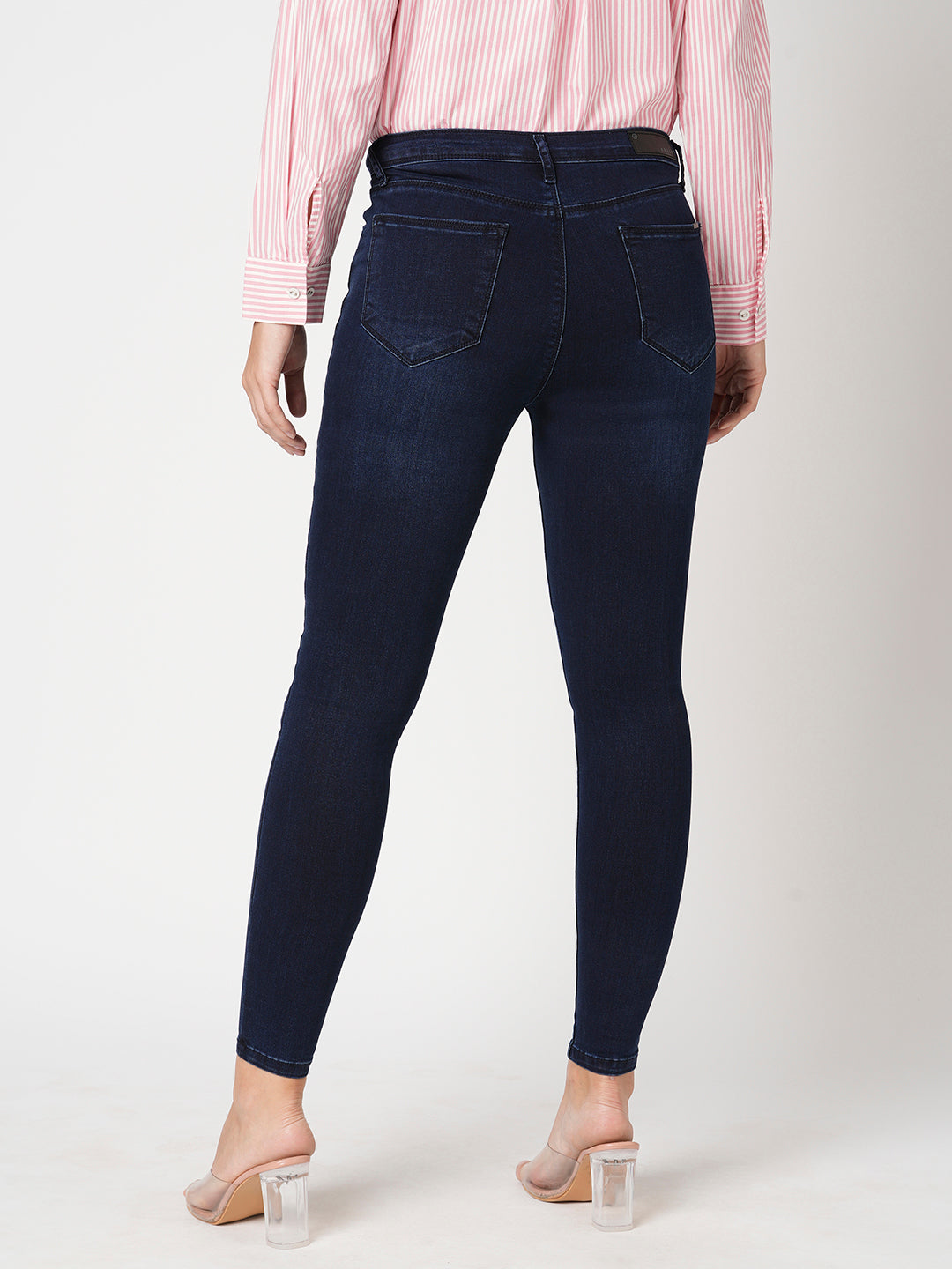 Women Dark Blue Sky High-Rise Skinny Fit Jeans