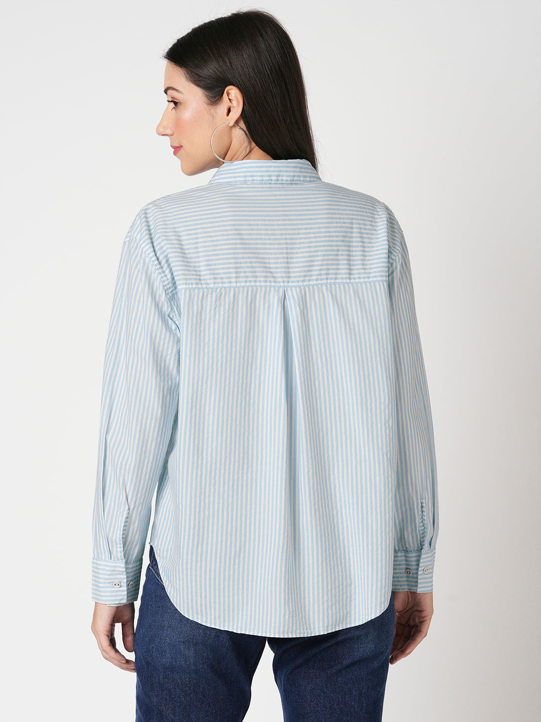 Women Sky/White Oversized Shirt