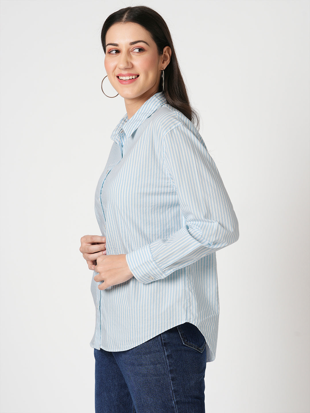 Women Slim Fit Vertical Striped Casual Shirt