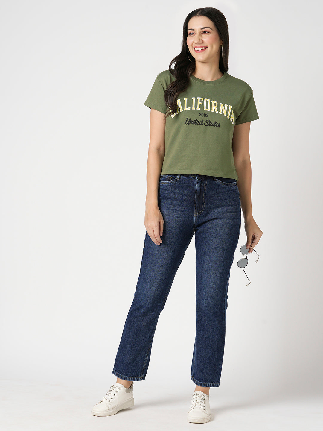 Women Slim Fit Olive Printed Athleisure Top