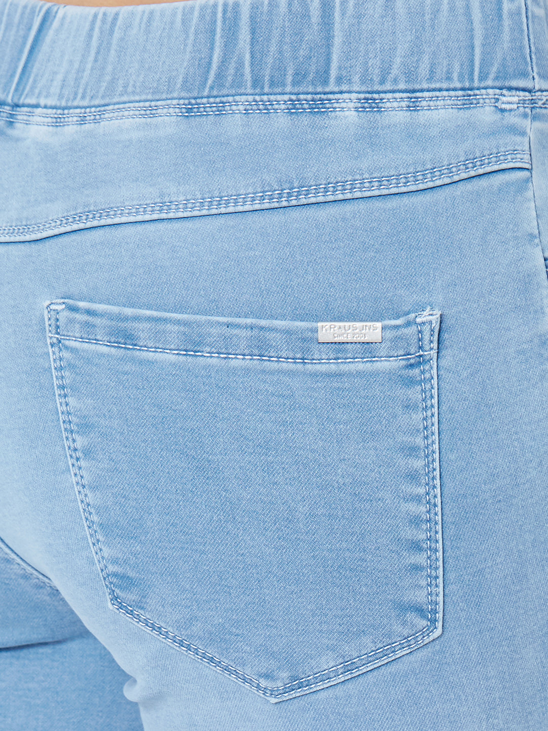 Women Light Blue Mid-Rise Denim Leggings