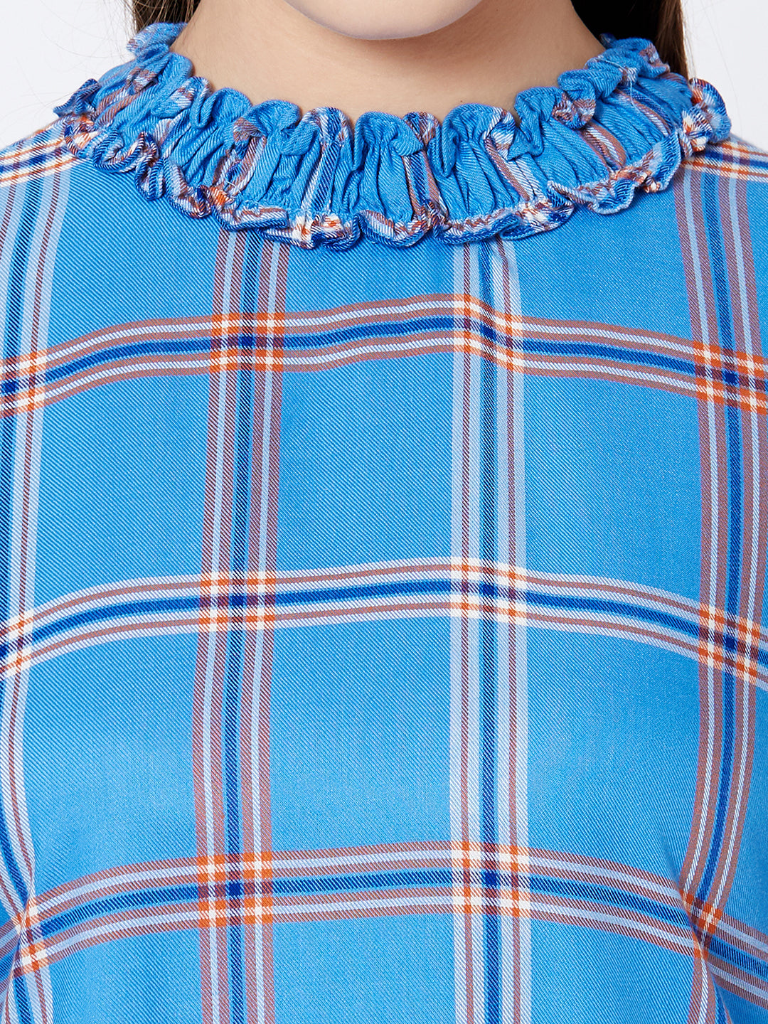 Women Royal Blue Checks Top