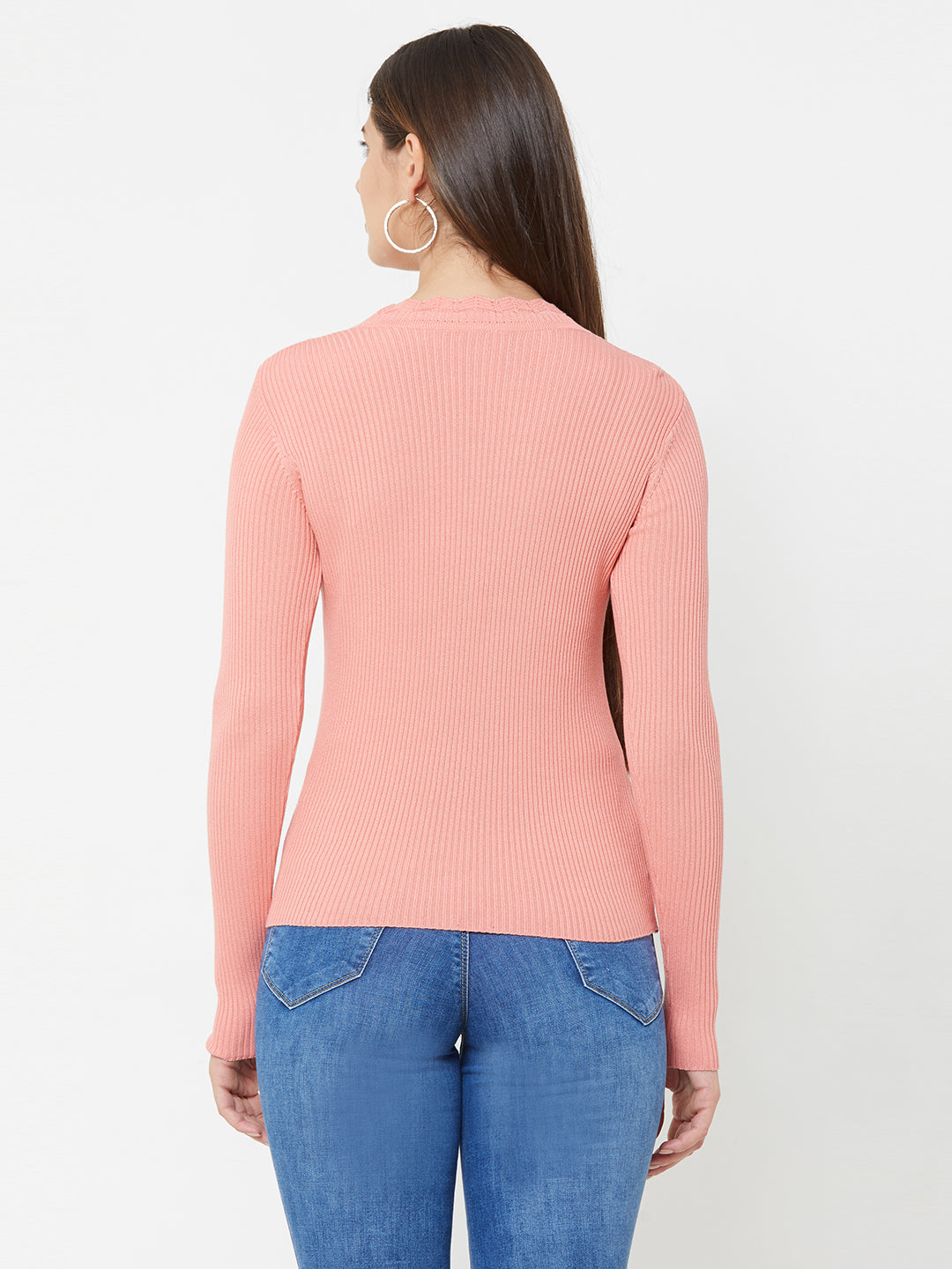 Women Dusty Pink Slim Sweater