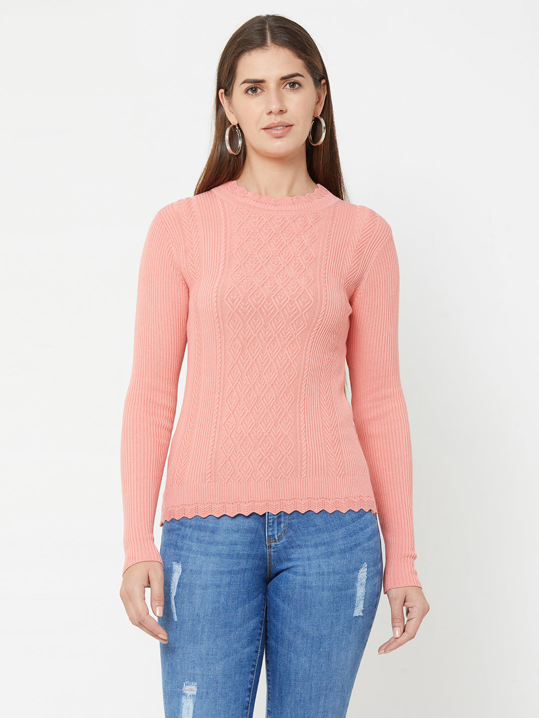 Women Dusty Pink Slim Sweater