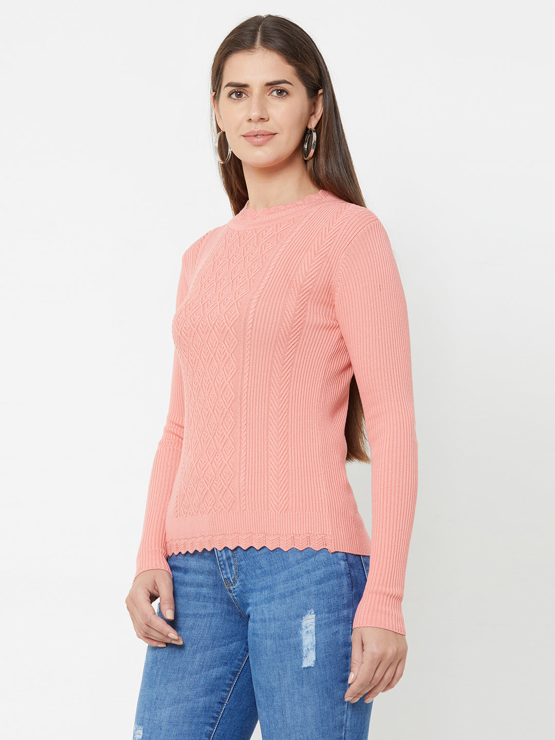 Women Dusty Pink Slim Sweater