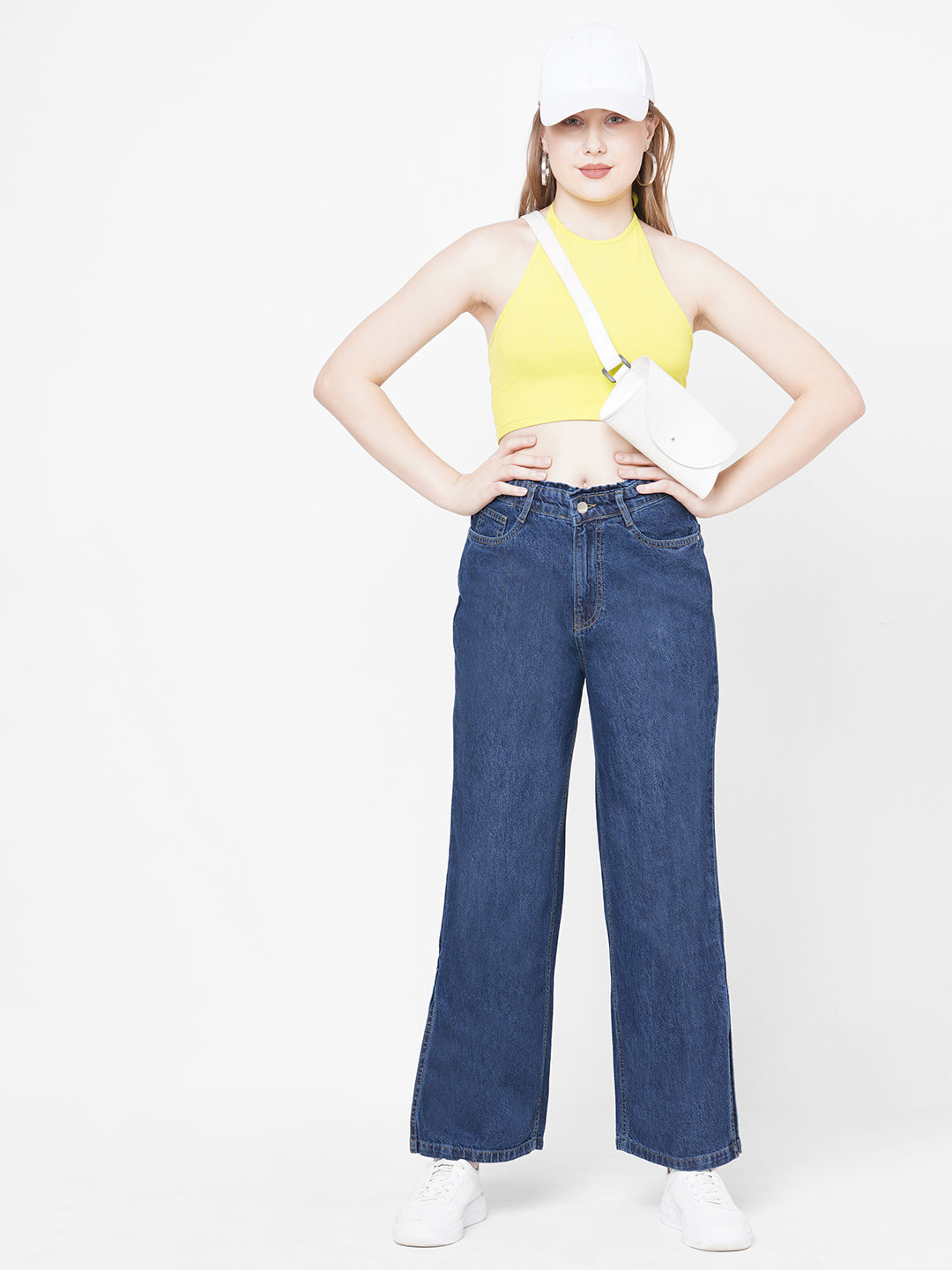 Women Blue High-Rise Wide Leg Jeans