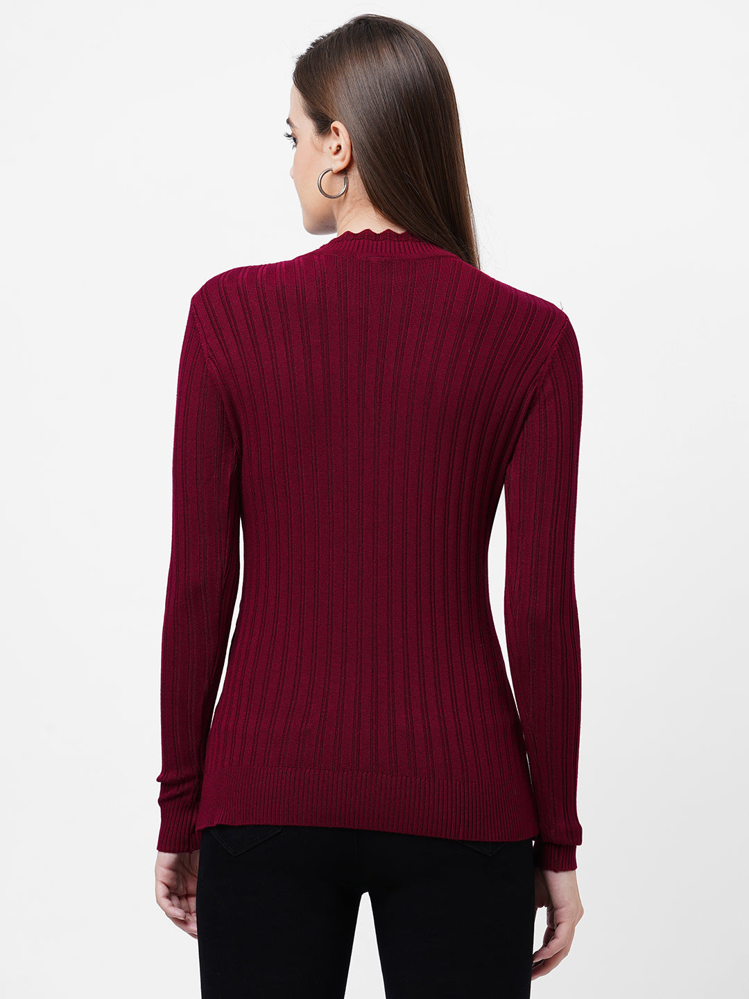 Women Maroon Winter Sweater
