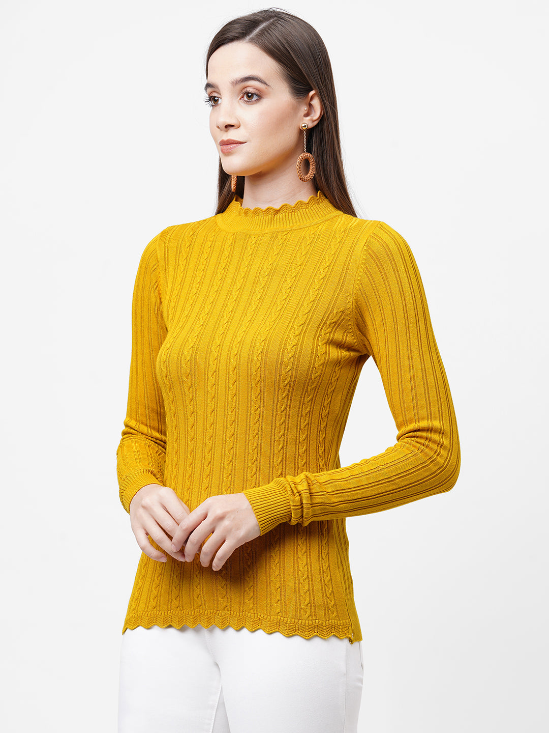 Women Mustard Slim Sweater