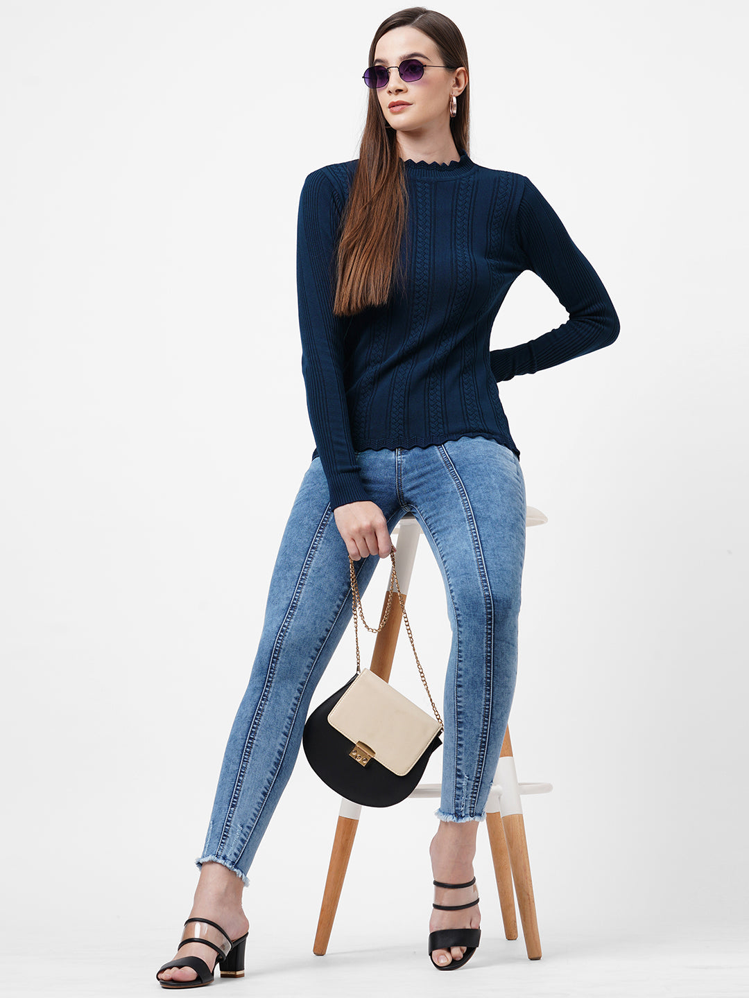 Women Airforce Blue Winter Sweater