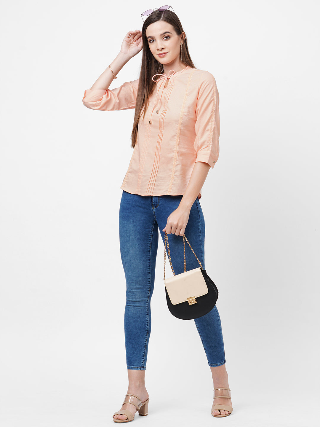 Women Peach Solid Top