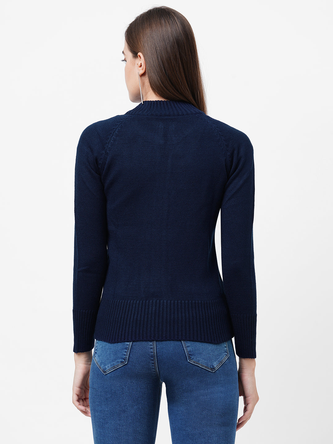 Women Navy Slim Sweater