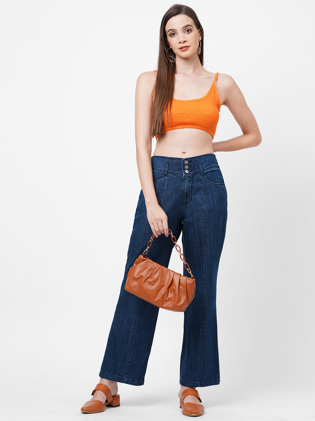 Women Blue High-Rise Wide Leg Jeans