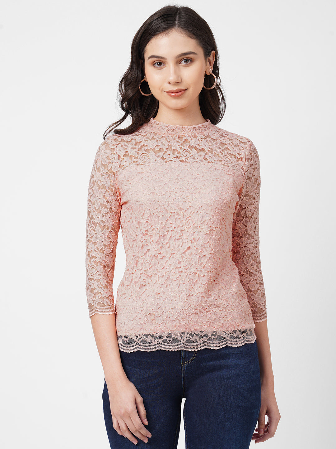 Women Peach Slim Top