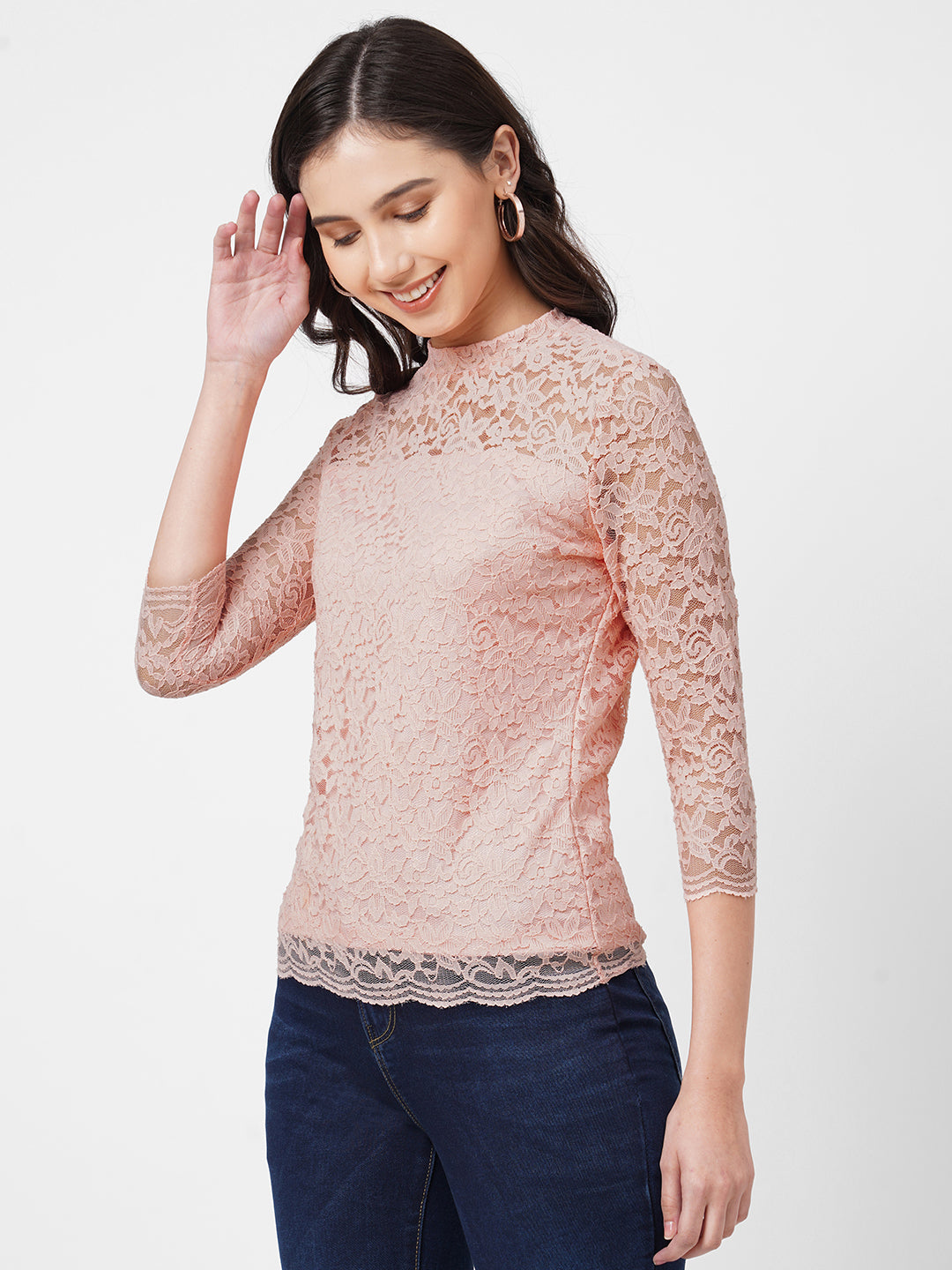 Women Peach Slim Top