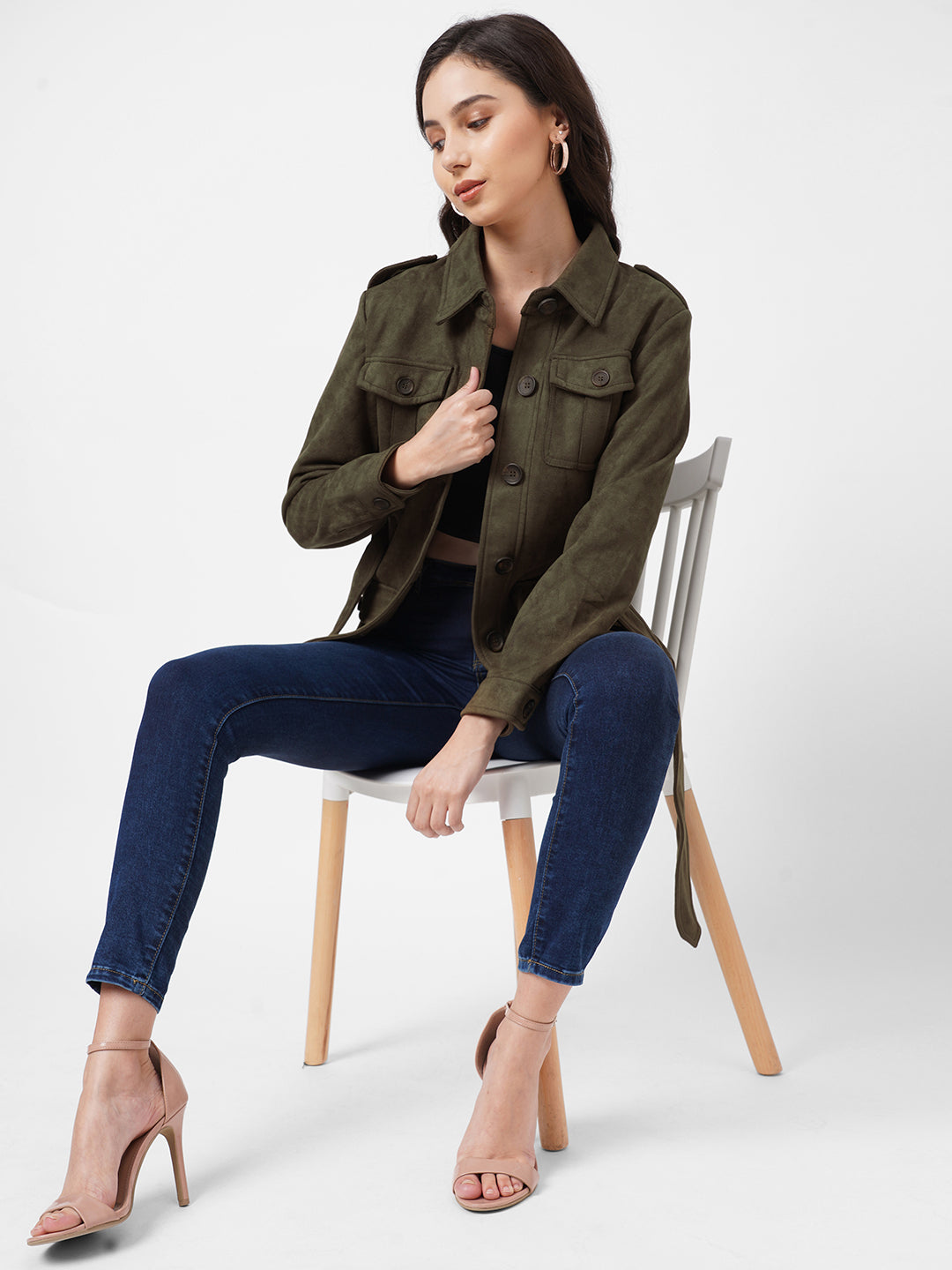 Women Olive Winter Jacket