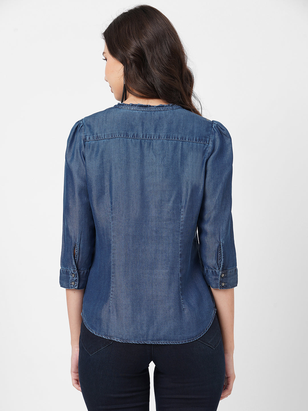 Women Dark Blue Denim Top