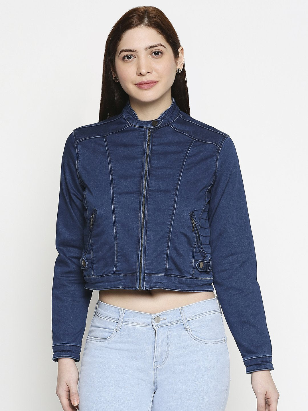 Women Solid Denim Jacket