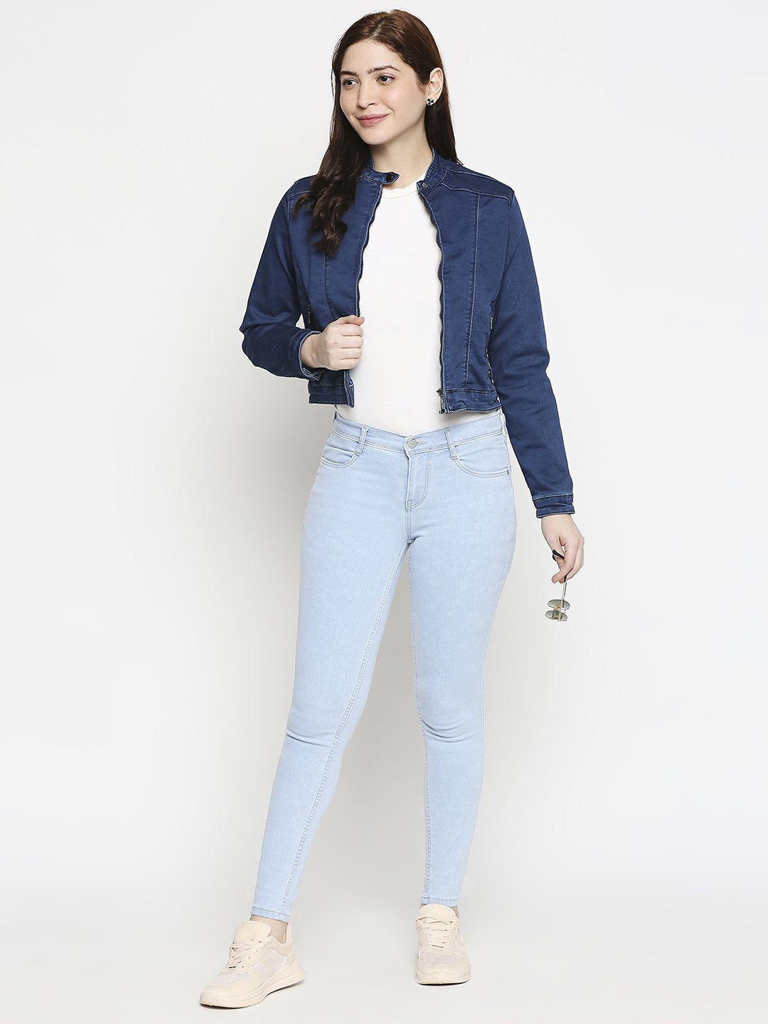 Women Solid Denim Jacket