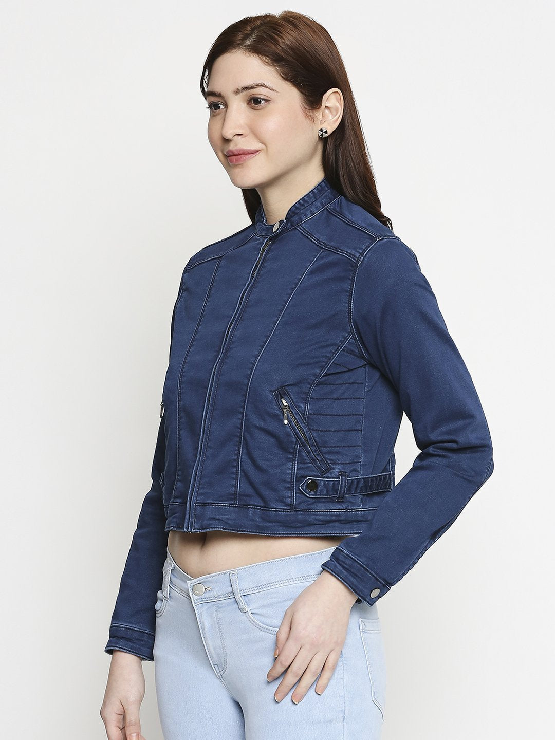 Women Solid Denim Jacket