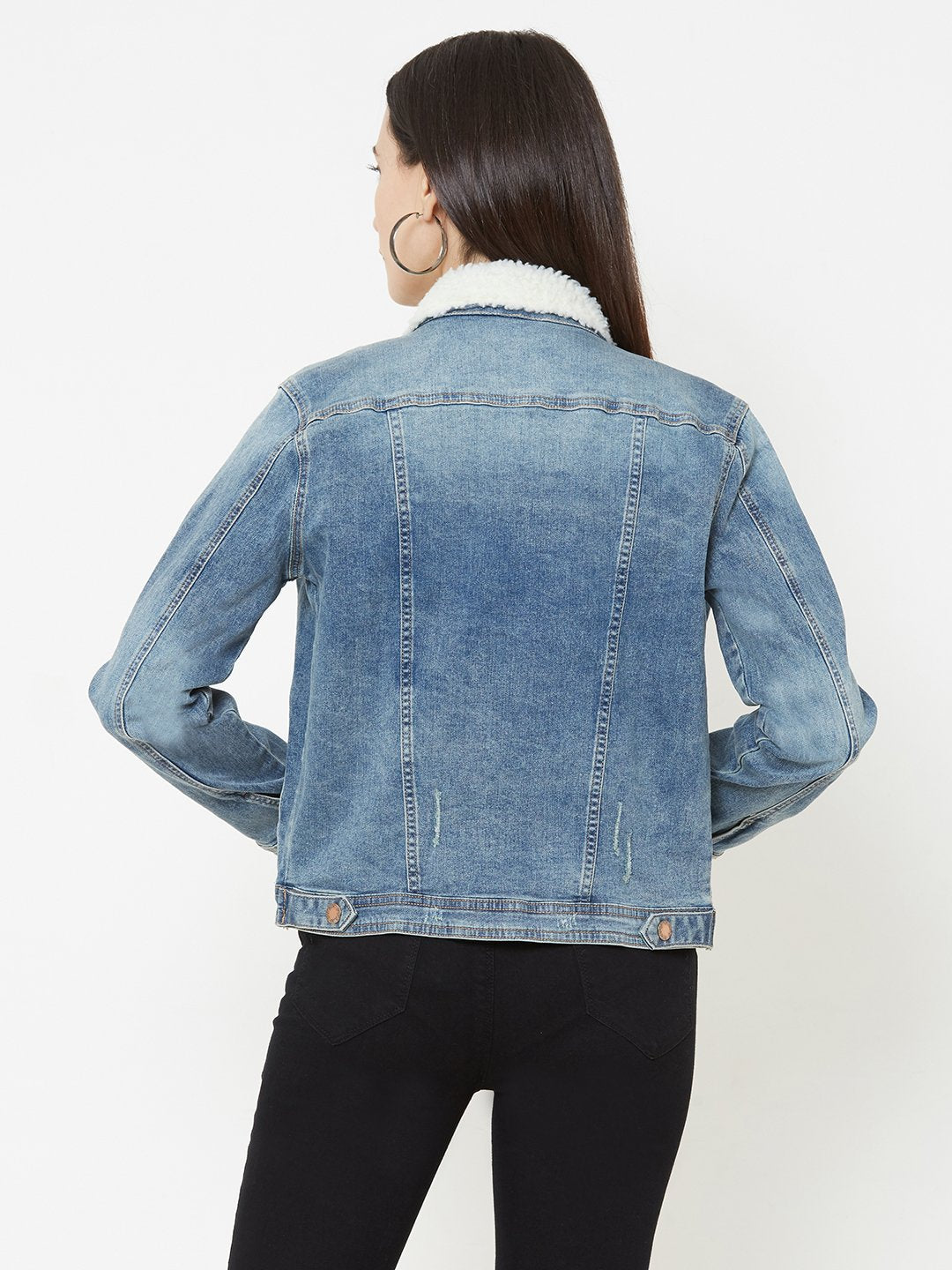 Women Blue Wovens Denim Jacket