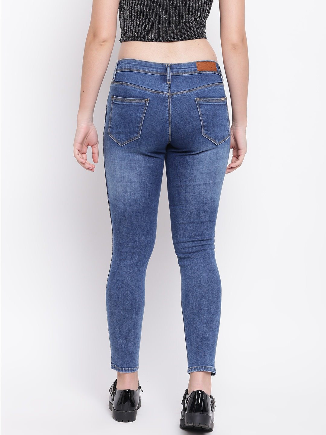 Women Blue Mid-Rise Skinny Crop Jeans