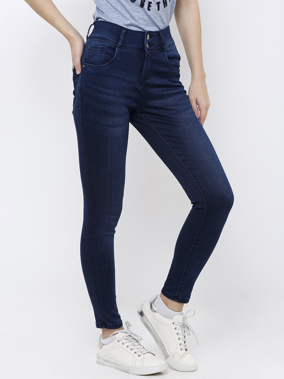 Women Dark Blue High-Rise Skinny Jeans