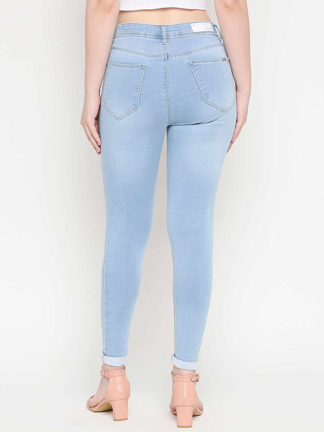 Women Light Blue Mid-Rise Skinny Jeans