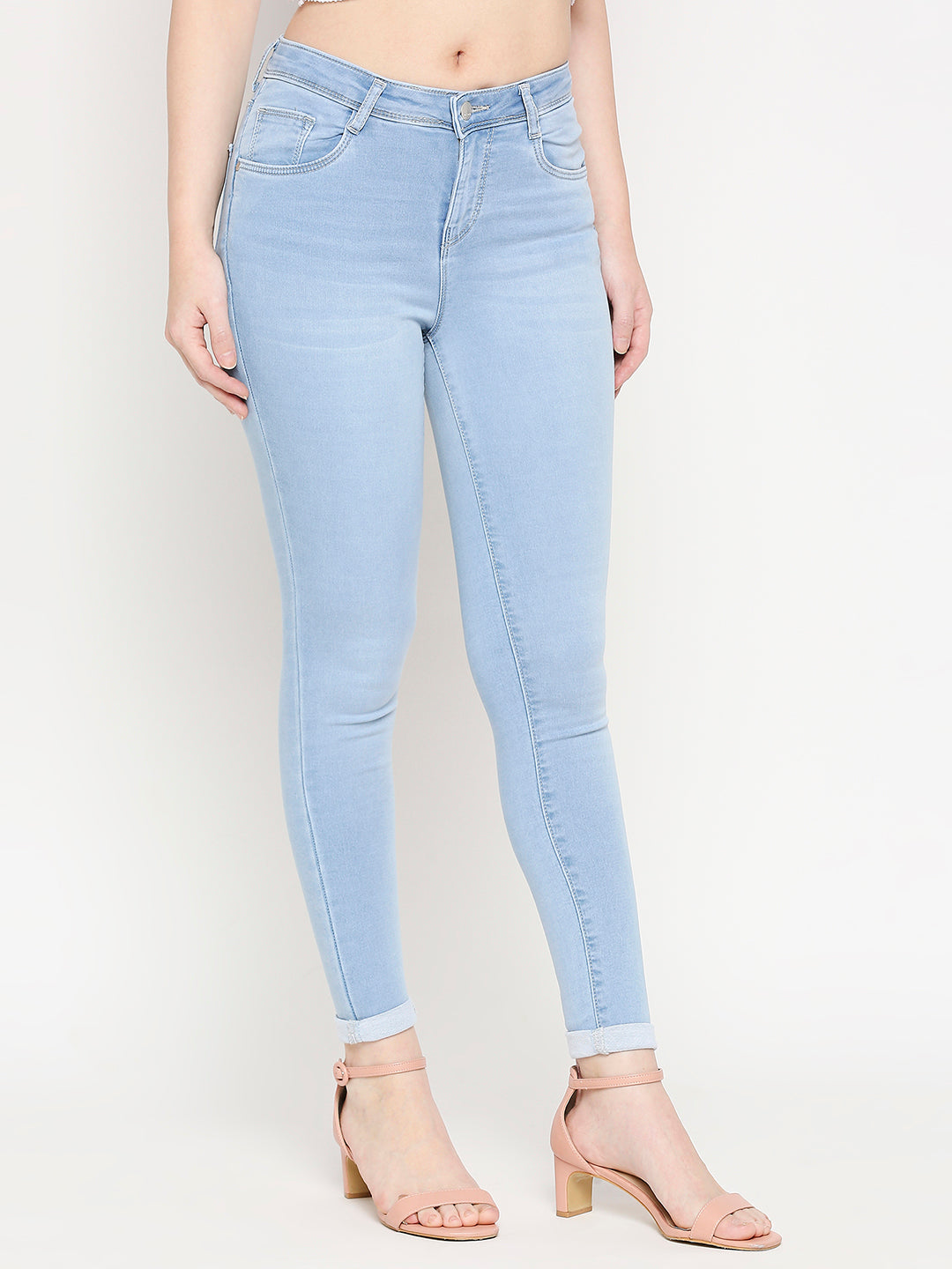 Women Light Blue Mid-Rise Skinny Jeans