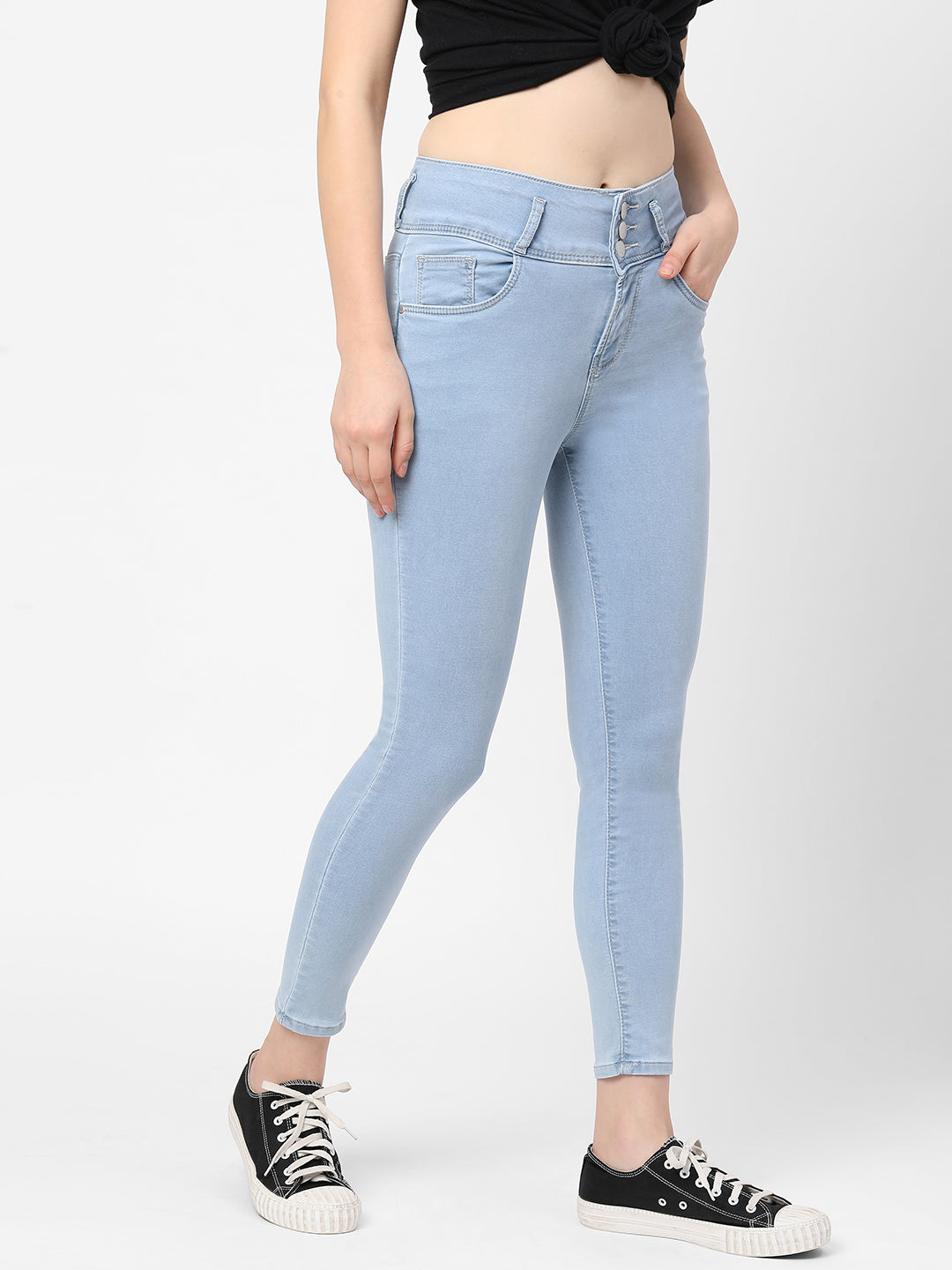 Women Light Blue High-Rise Skinny Jeans