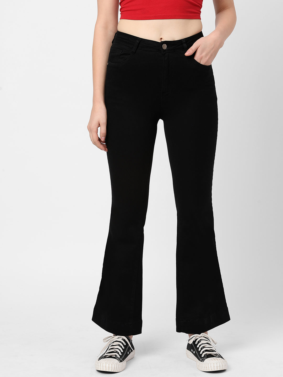Women Black High-Rise Flare Jeans