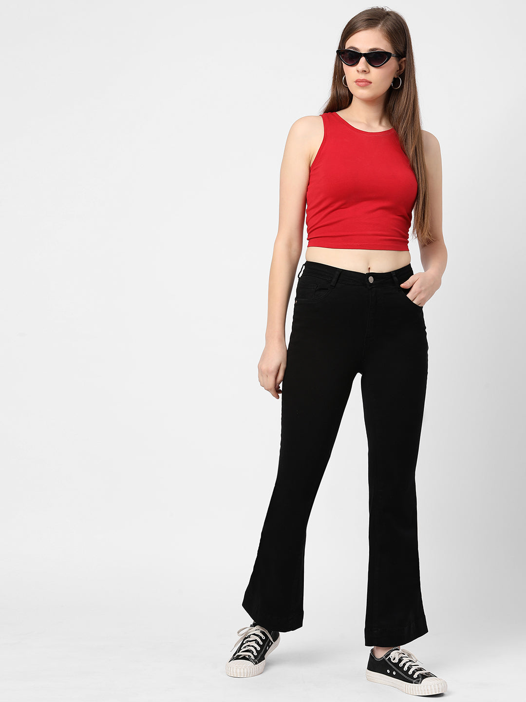 Women Black High-Rise Flare Jeans