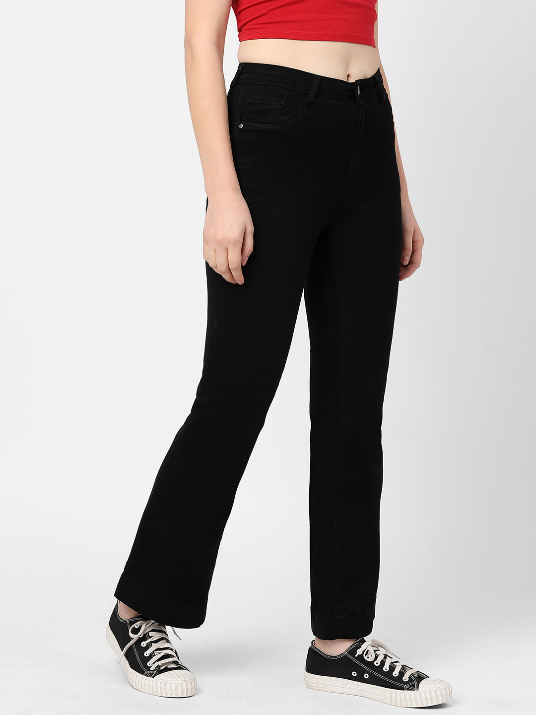 Women Black High-Rise Flare Jeans