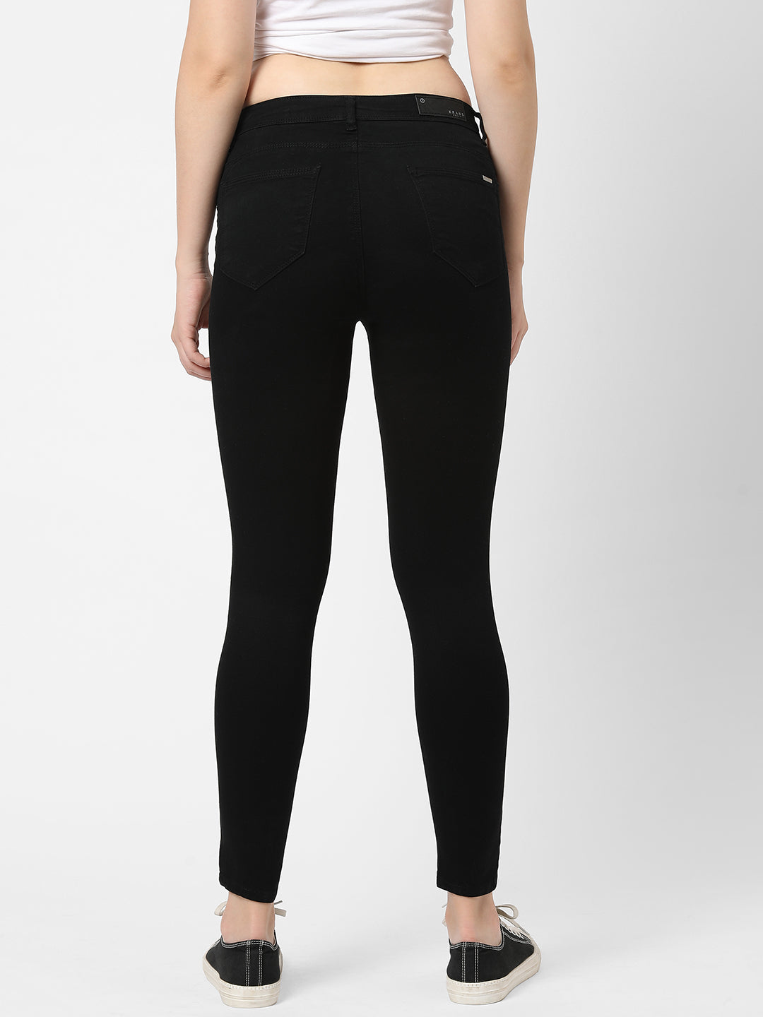 Women Black Mid-Rise Push Up Super Skinny Jeans