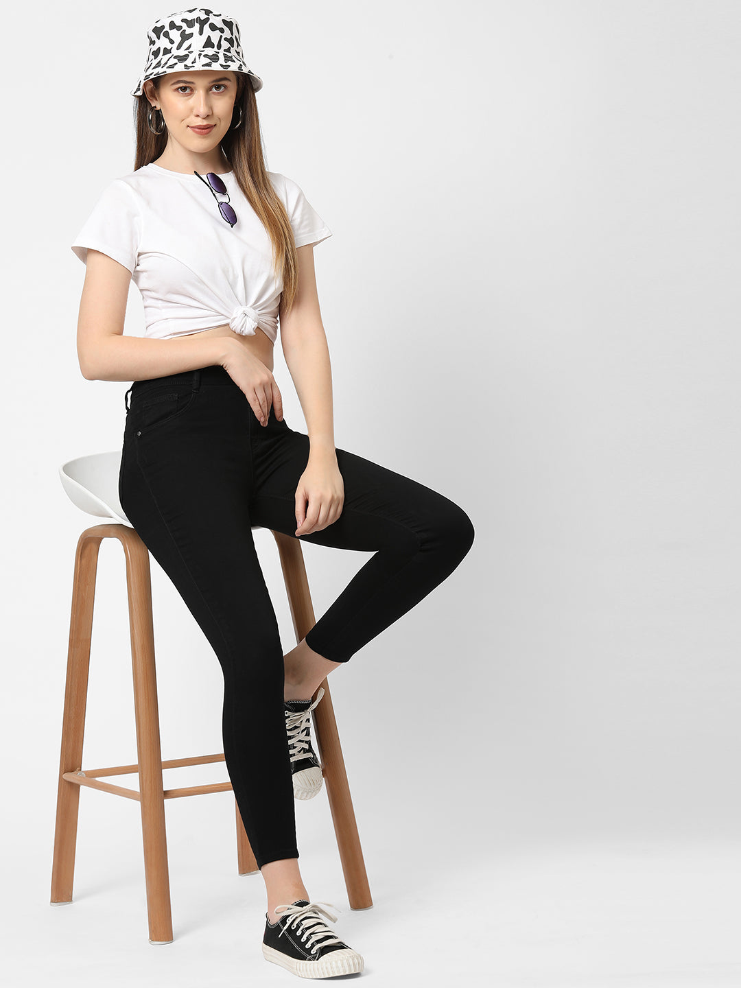 Women Black Mid-Rise Push Up Super Skinny Jeans