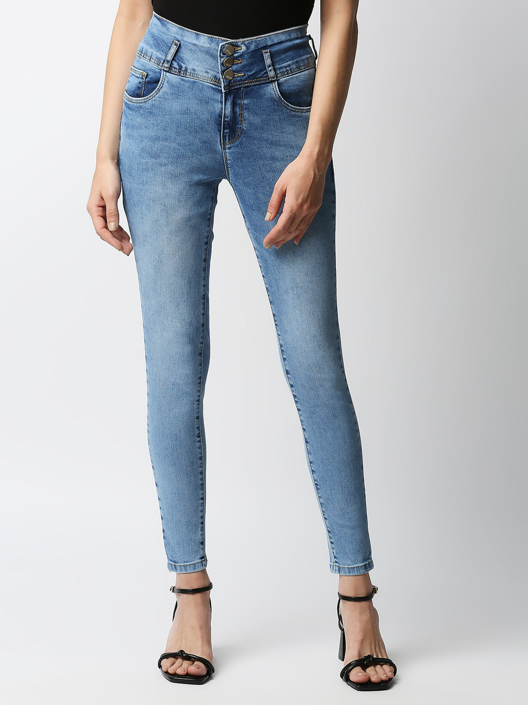 Women Blue High-Rise Skinny Jeans