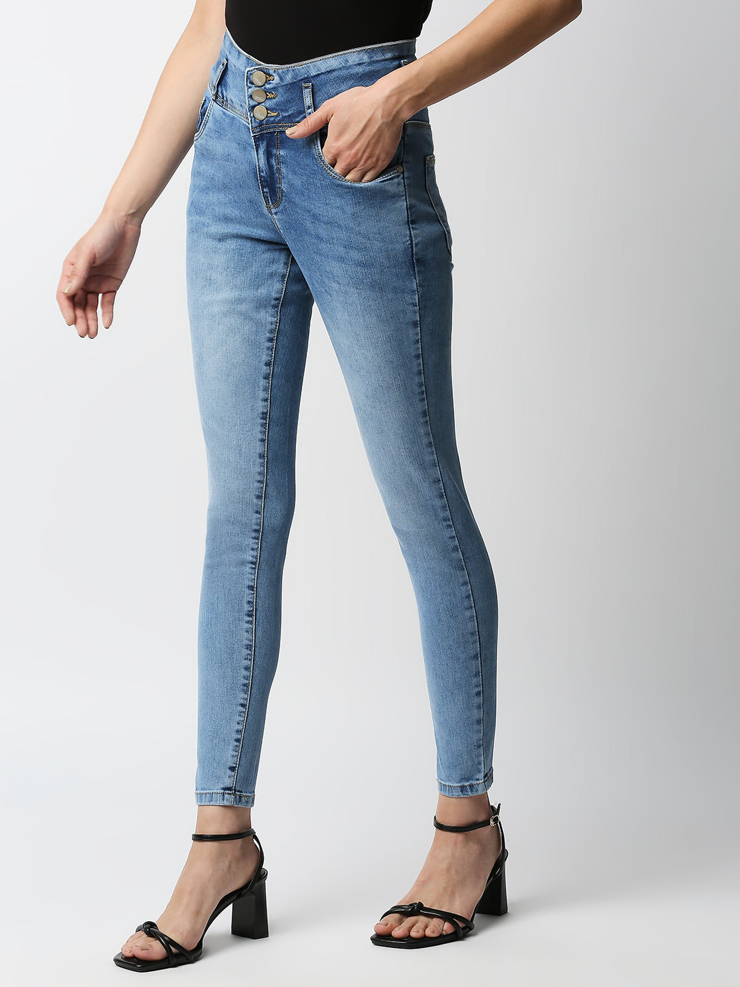Women Blue High-Rise Skinny Jeans