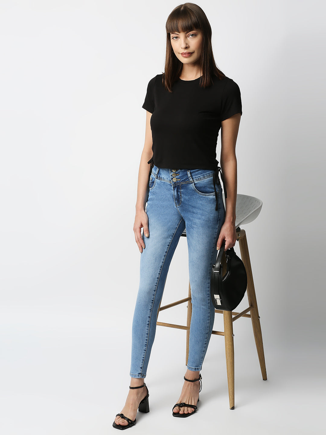 Women Blue High-Rise Skinny Jeans