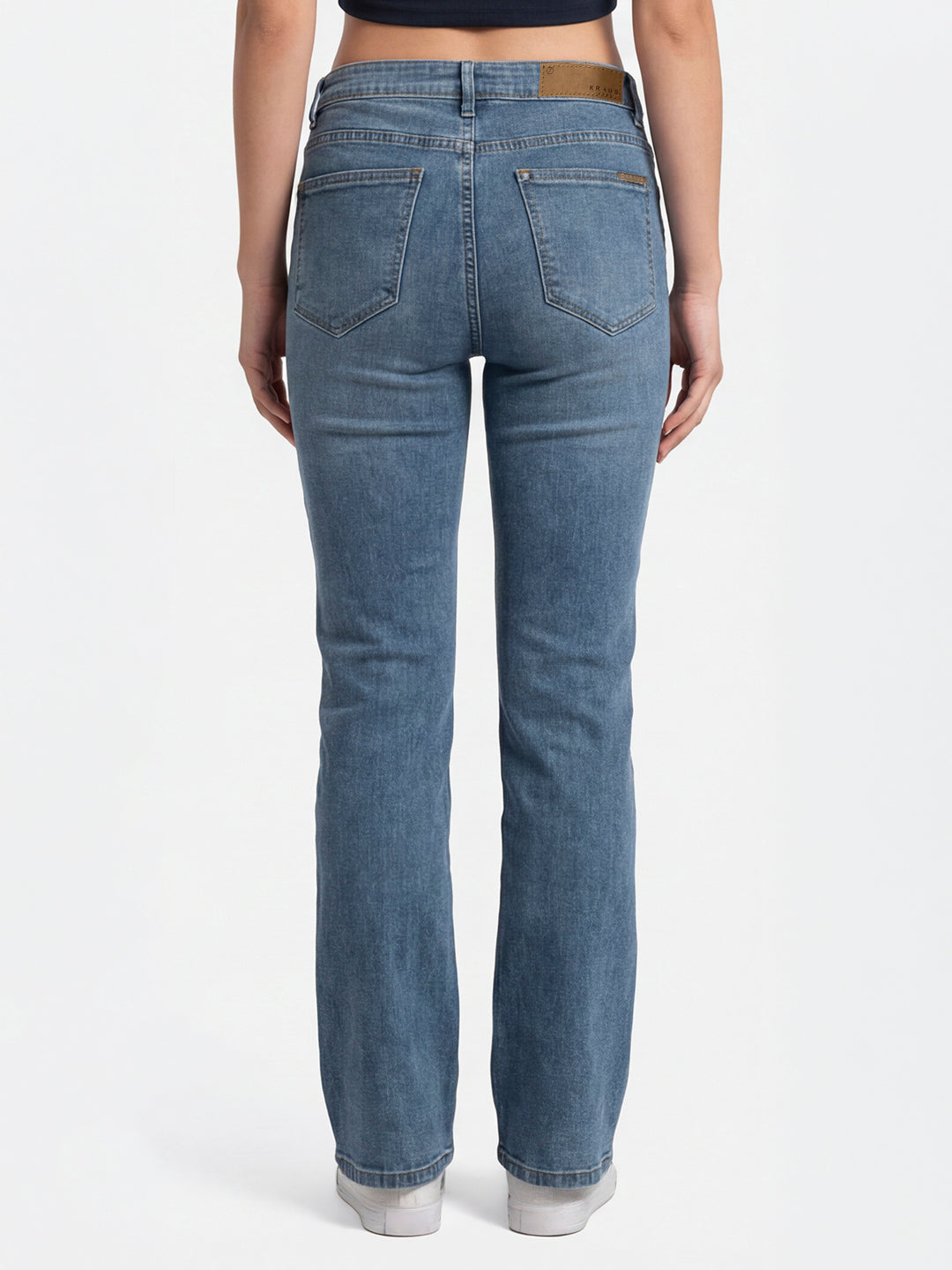 Women Light Blue High-Rise Mini Flare Jeans