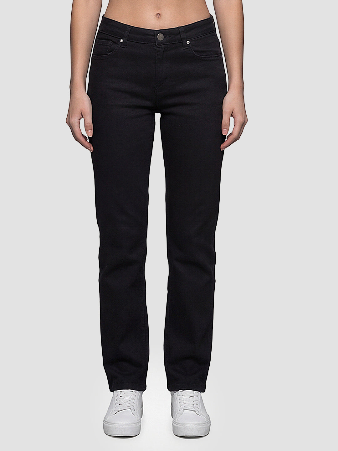 Women Black High-Rise Slim Straight Fit Jeans
