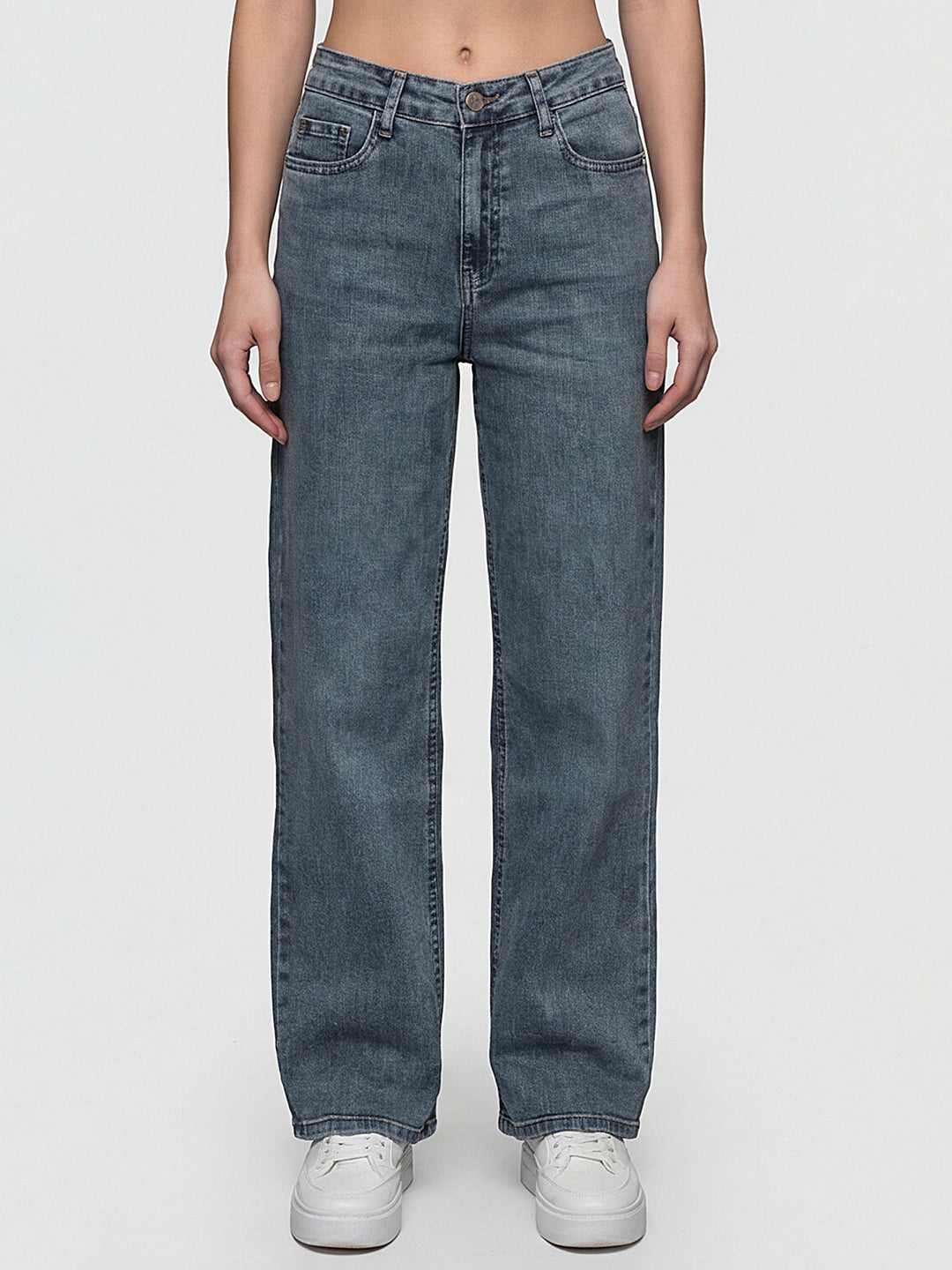 Women Blue High-Rise Wide Leg Jeans