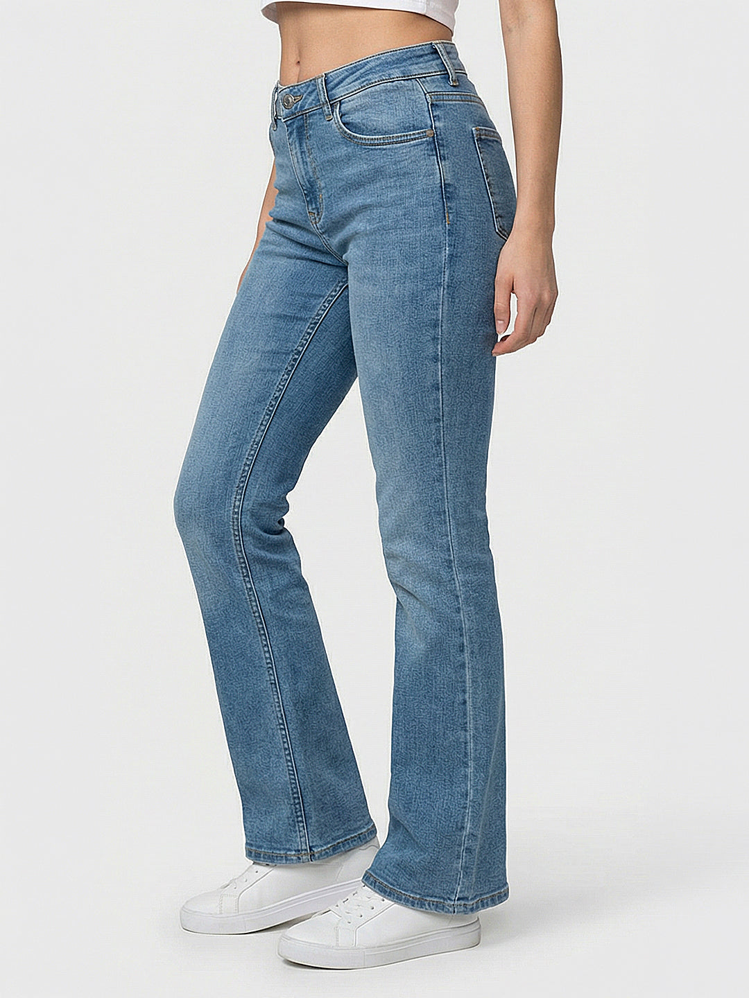 Women Light Blue High-Rise Flare Jeans
