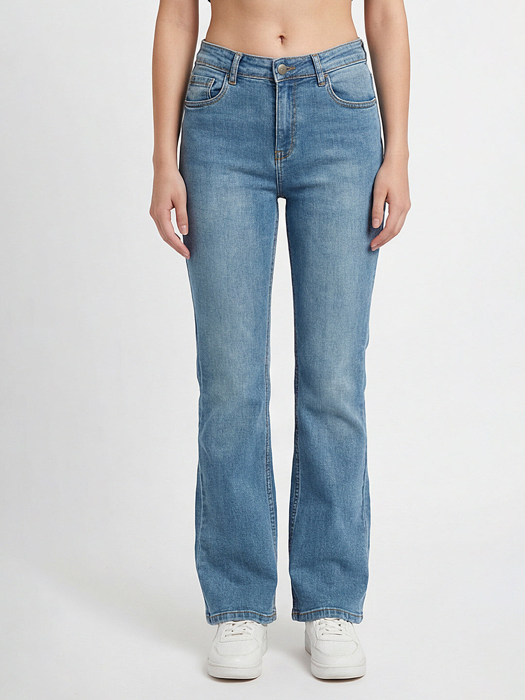 Women Light Blue High-Rise Flare Jeans