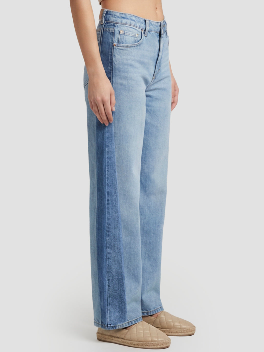 Women Light Blue High-Rise Super Wide Leg Jeans