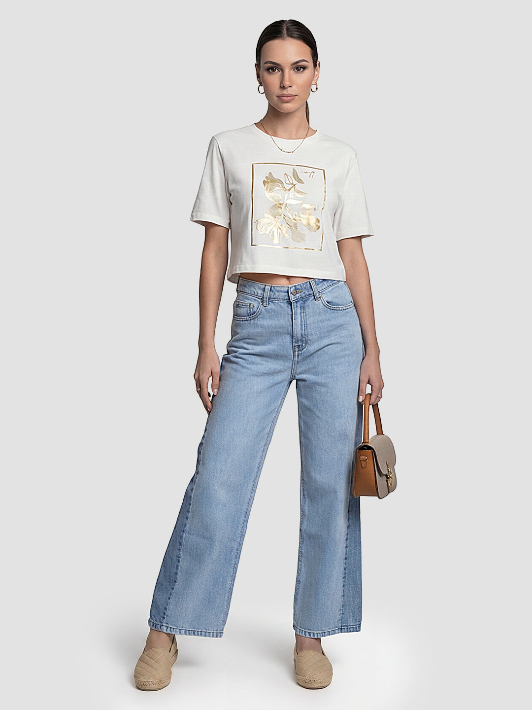 Women Light Blue High-Rise Super Wide Leg Jeans