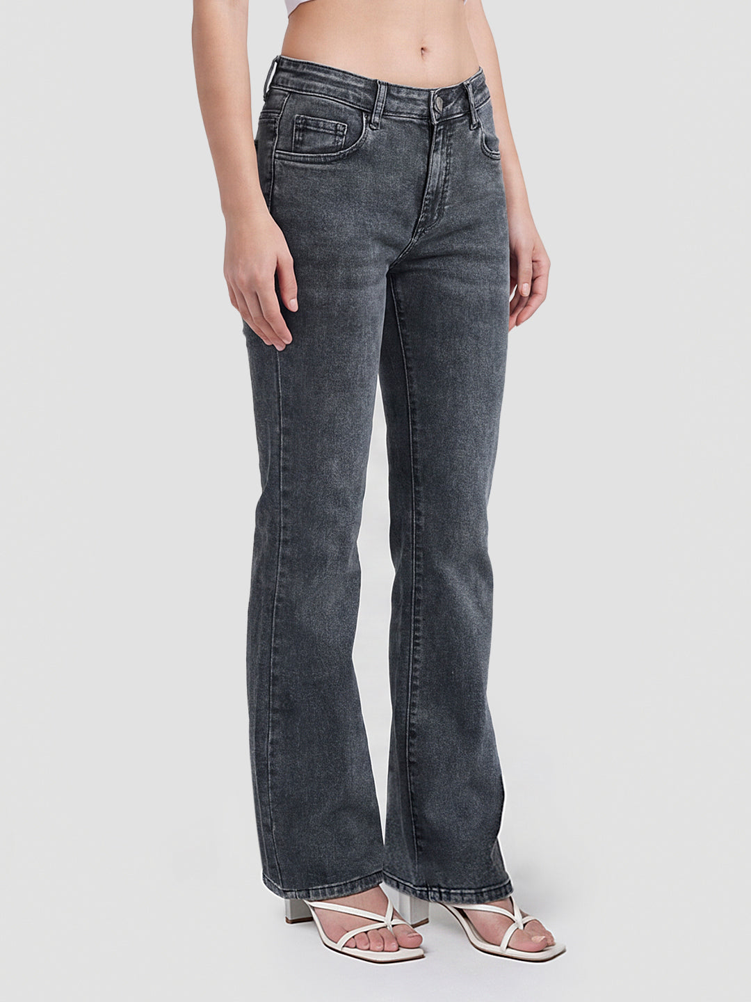 Women Slate Blue High-Rise Flare Jeans