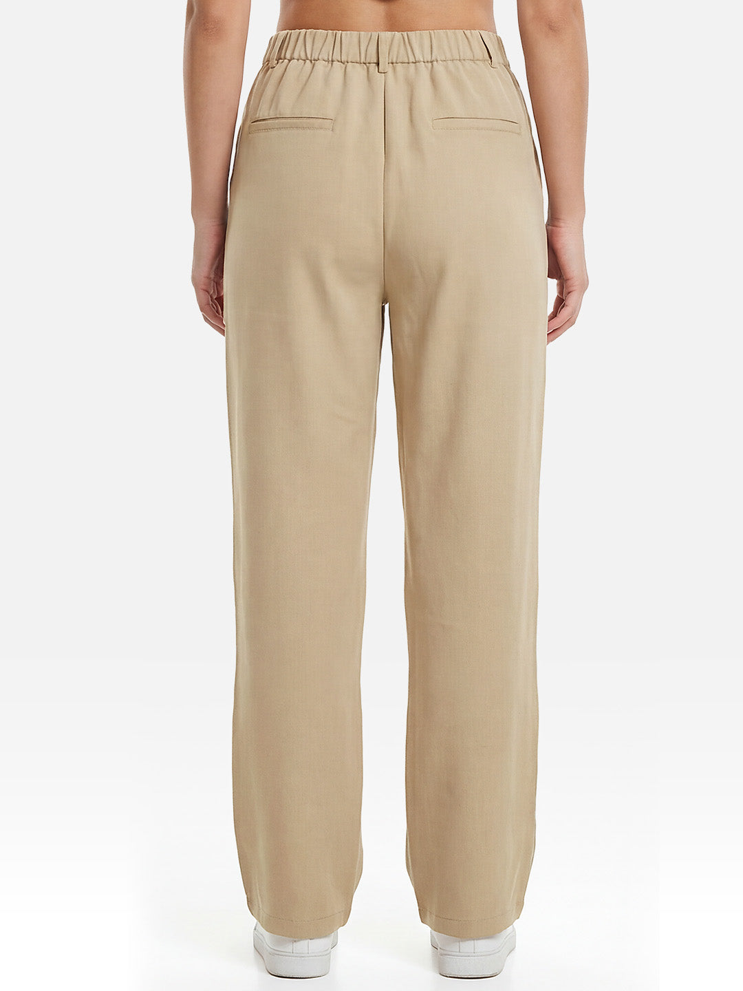 Women Beige Straight Korean Pants